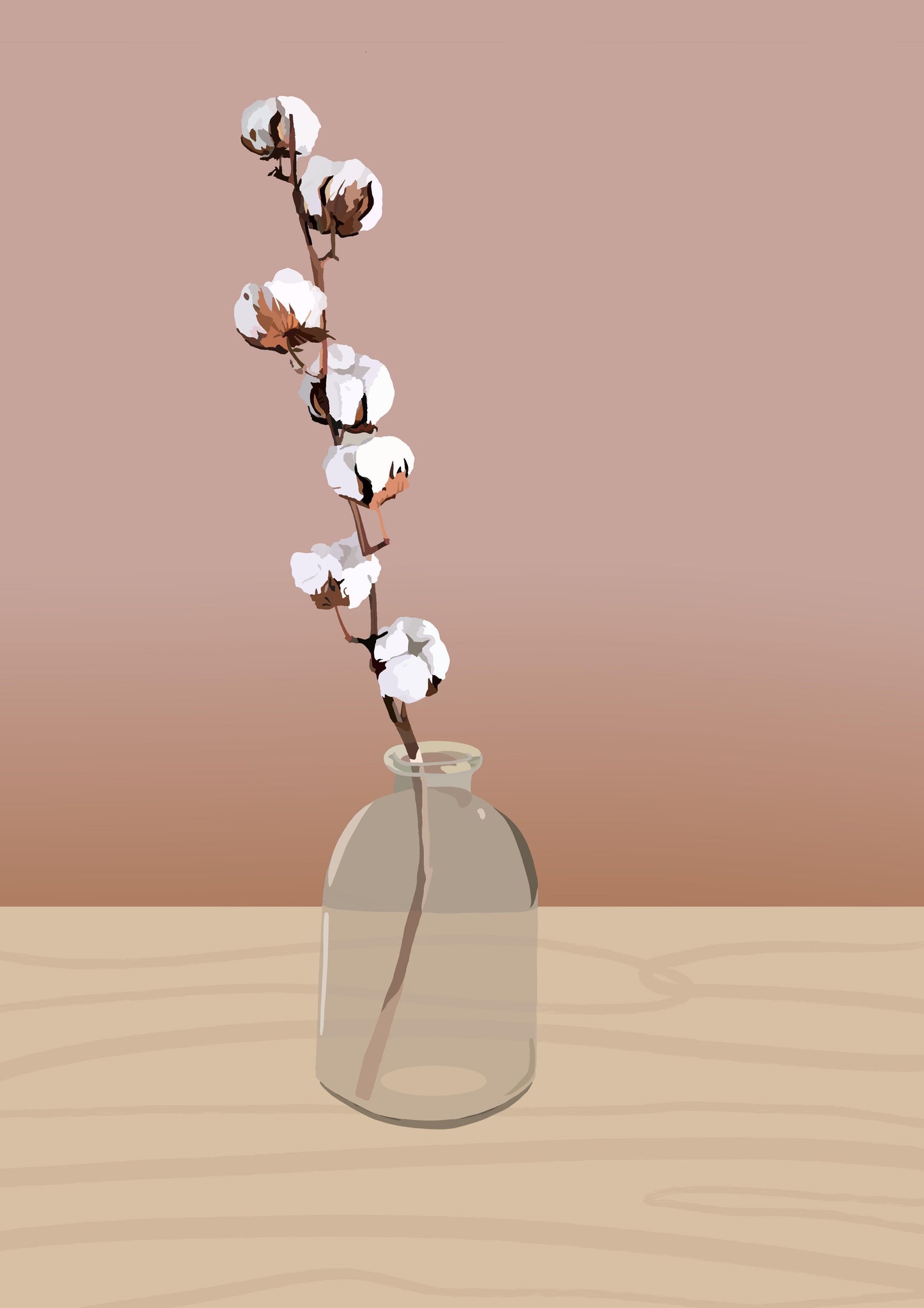 vase with cotton branch poster